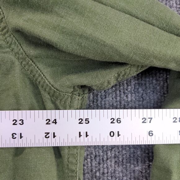 Time And Tru Button Up Linen Jacket Womens XL Long Sleeve Green Chest Pockets - Picture 12 of 14